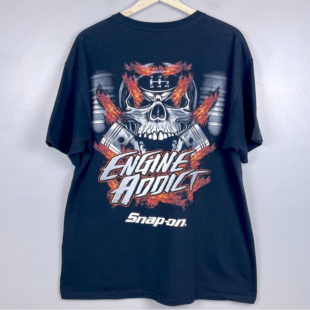Snap On Tools Men's Engine Addict Graphic Print Tee Shirt Size L Mechanic, Motor